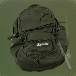 A dark olive backpack